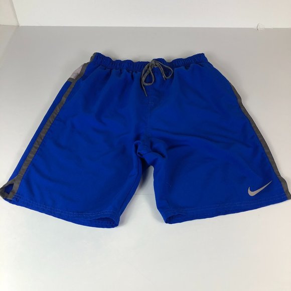 Nike Swim Shorts Men's Medium Blue & Silver Performance Swimming Trunks - Picture 1 of 11